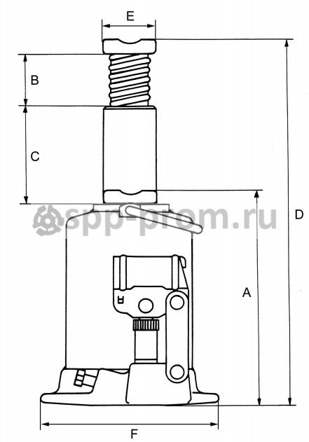 Домкраты Weber Hydraulik - чертеж габаритных размеров.