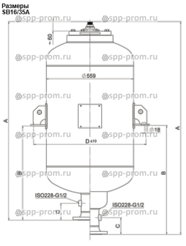 Баллонные гидроаккумуляторы SB16, SB35, SB40 Hydac - гидравлическая схема